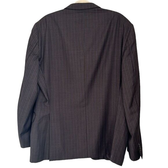 Peter Millar Sport Coat Mens Size 46L Brown Blue Stripe Blazer Jacket 100% Wool - Picture 2 of 16